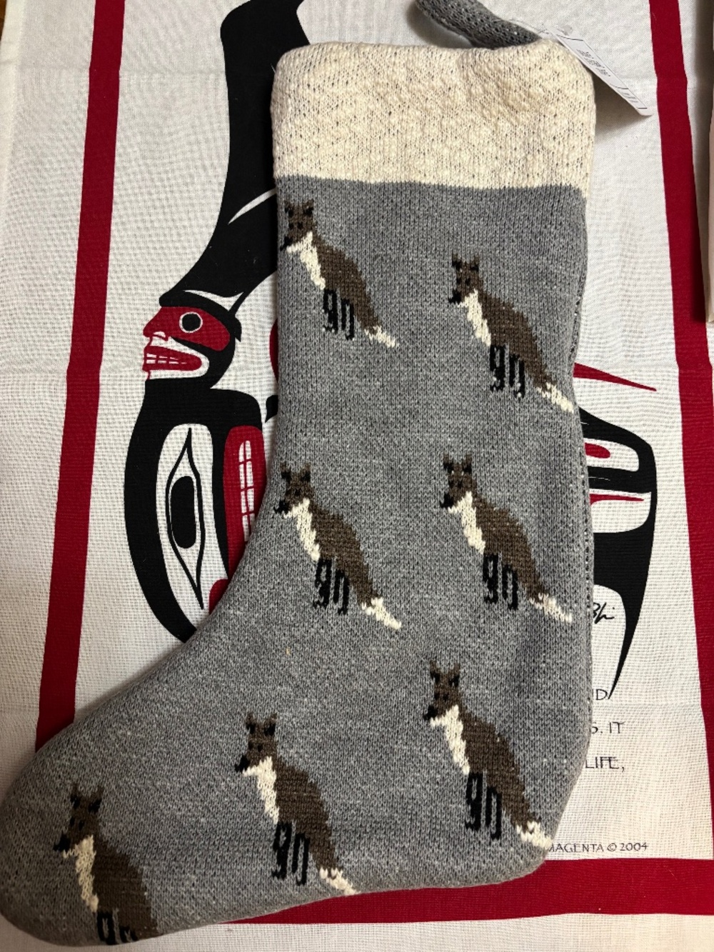 Drake General Store 100% COTTON "Fox Stocking" NWT. 17" in length.